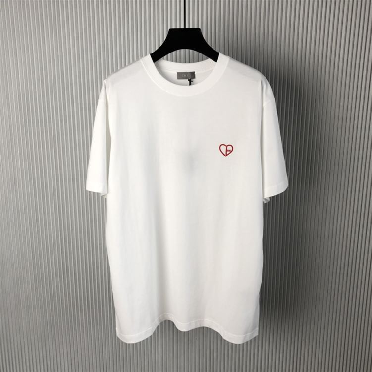 DIOR CD HEART RELAXED-FIT T-SHIRT WHITE COTTON JERSEY - O036