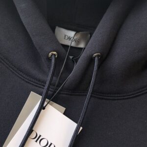 DIOR CD ICON HOODED SWEATSHIRT BLACK COTTON FLEECE - Z007