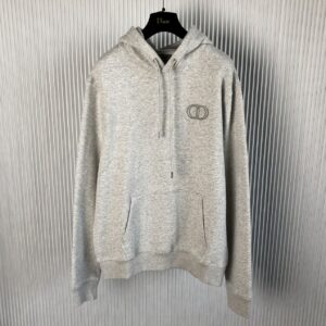 DIOR CD ICON HOODED SWEATSHIRT GRAY COTTON FLEECE - Z006