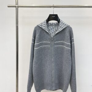 DIOR GREY OBLIQUE REVERSIBLE ZIP HOODIE - CB013