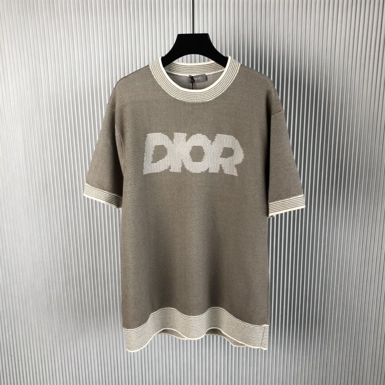 DIOR ITALIC T-SHIRT COTTON-BLEND TRAMATO KNIT - O040