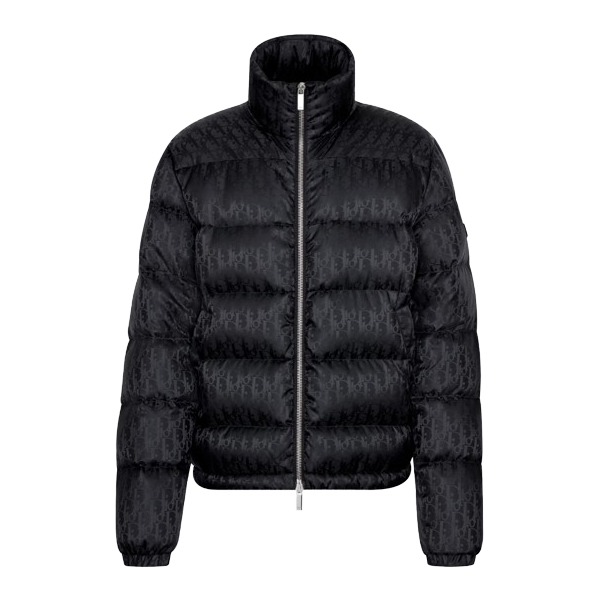 DIOR OBLIQUE DOWN JACKET BLACK TECHNICAL JACQUARD - CB002