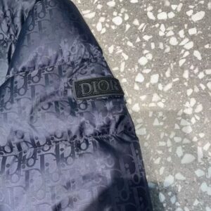 DIOR OBLIQUE DOWN JACKET NAVY BLUE TECHNICAL JACQUARD - CB003