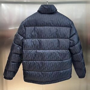 DIOR OBLIQUE DOWN JACKET NAVY BLUE TECHNICAL JACQUARD - CB003