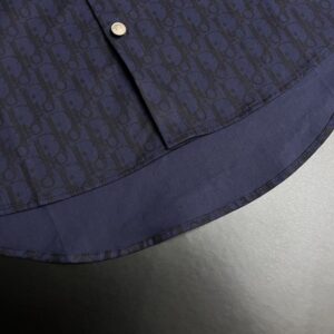 DIOR OBLIQUE NAVY BLUE DENIM SHIRT - O049