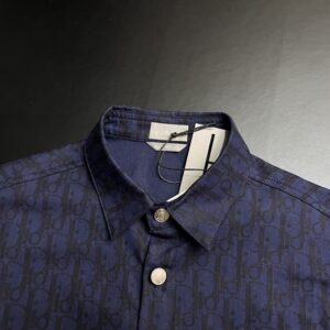 DIOR OBLIQUE NAVY BLUE DENIM SHIRT - O049