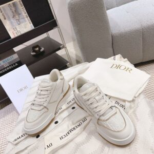 DIOR ONE SNEAKER WHITE AND NUDE DIOR OBLIQUE PERFORATED CALFSKIN - I084