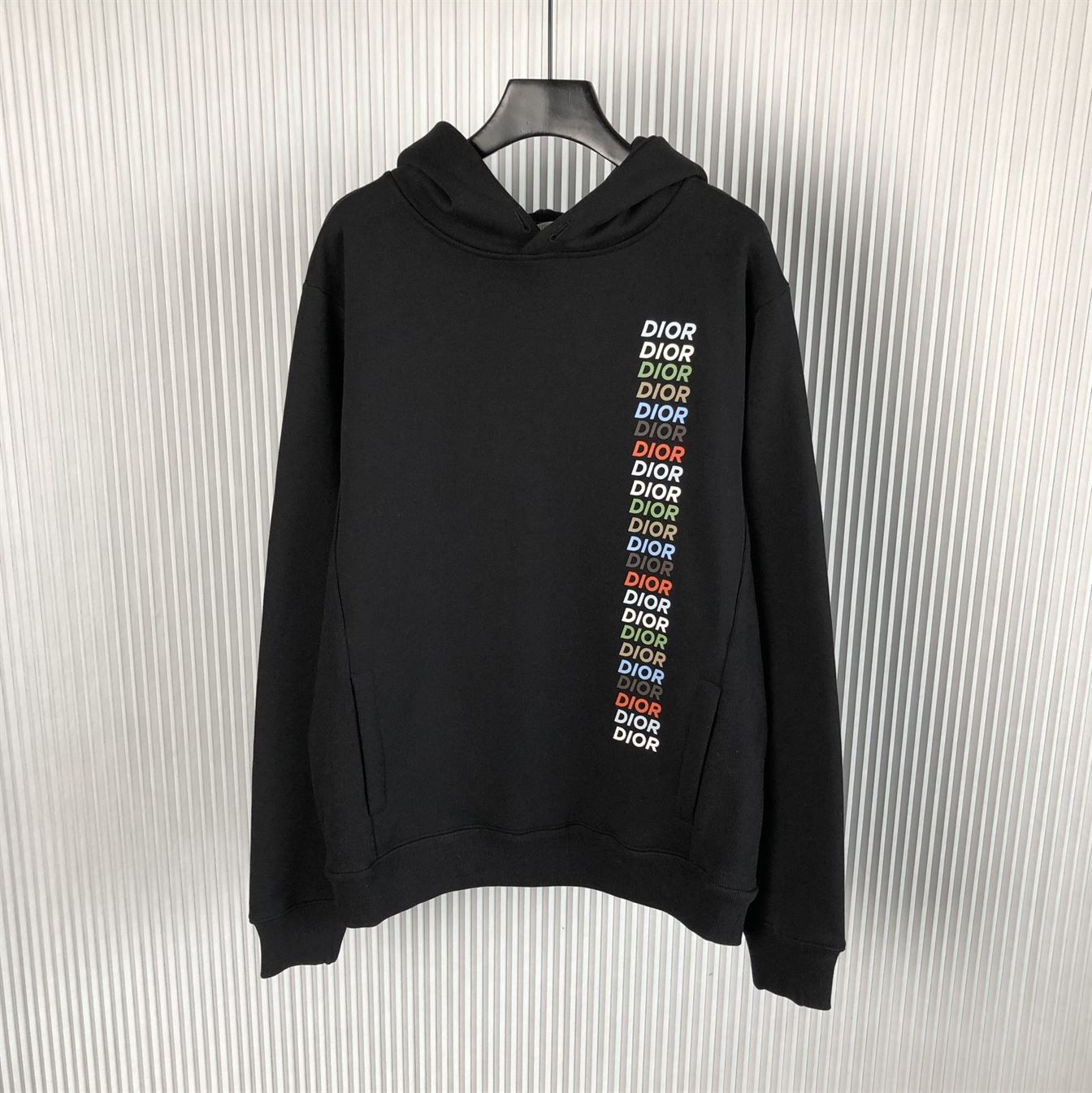 DIOR PRINTED RELAXED FIT COTTON BLACK HOODIE - Z027