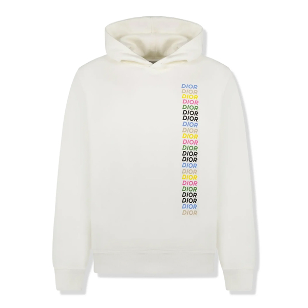 DIOR PRINTED RELAXED FIT COTTON WHITE HOODIE - Z020