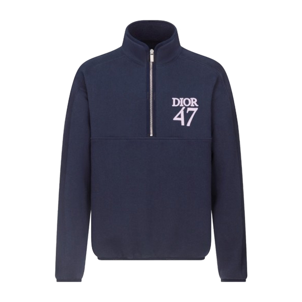 DIOR REGULAR-FIT SWEATER WITH STAND COLLAR NAVY BLUE COTTON FLEECE - Z003