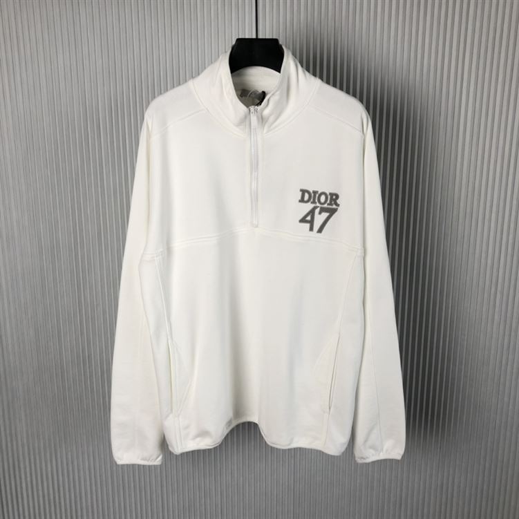 DIOR REGULAR-FIT SWEATER WITH STAND COLLAR WHITE COTTON FLEECE - Z002