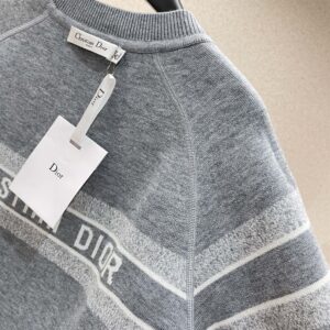 DIOR REVERSIBLE ROUND-NECK SWEATER GRAY DOUBLE-SIDED TECHNICAL CASHMERE - Z026