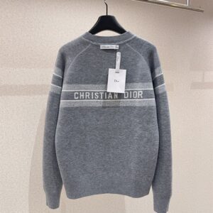 DIOR REVERSIBLE ROUND-NECK SWEATER GRAY DOUBLE-SIDED TECHNICAL CASHMERE - Z026