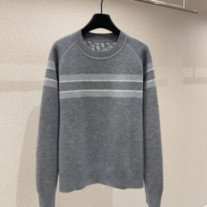 DIOR REVERSIBLE ROUND-NECK SWEATER GRAY DOUBLE-SIDED TECHNICAL CASHMERE - Z026