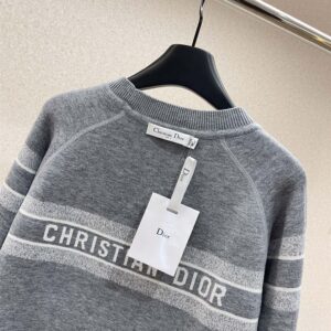 DIOR REVERSIBLE ROUND-NECK SWEATER GRAY DOUBLE-SIDED TECHNICAL CASHMERE - Z026