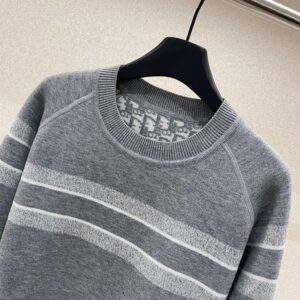 DIOR REVERSIBLE ROUND-NECK SWEATER GRAY DOUBLE-SIDED TECHNICAL CASHMERE - Z026