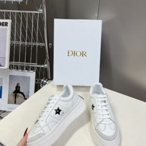 DIOR STAR PLATFORM SNEAKER WHITE CALFSKIN AND SUEDE - I011