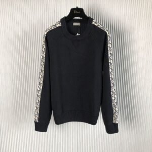 DIOR SWEATER WITH DIOR OBLIQUE INSERTS DEEP BLUE COTTON JERSEY - Z008