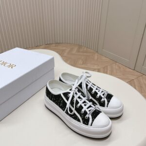 DIOR WALKNDIOR PLATFORM SNEAKER BLACK AND WHITE CANNAGE TWEED - I098