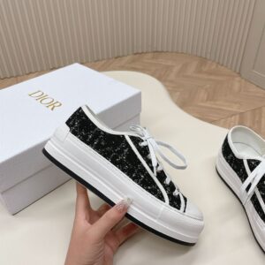 DIOR WALKNDIOR PLATFORM SNEAKER BLACK AND WHITE CANNAGE TWEED - I098