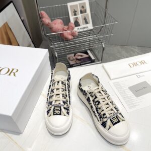 DIOR WALKNDIOR PLATFORM SNEAKER DEEP BLUE DIOR OBLIQUE EMBROIDERED COTTON - I097