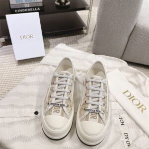 DIOR WALKNDIOR PLATFORM SNEAKER WHITE AND GOLD-TONE TOILE DE JOUY MEXICO - I099