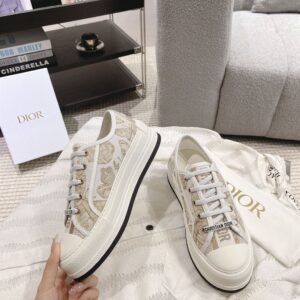 DIOR WALKNDIOR PLATFORM SNEAKER WHITE AND GOLD-TONE TOILE DE JOUY MEXICO - I099