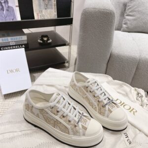 DIOR WALKNDIOR PLATFORM SNEAKER WHITE AND GOLD-TONE TOILE DE JOUY MEXICO - I099