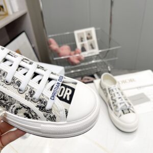 DIOR WALKNDIOR PLATFORM SNEAKER WHITE EMBROIDERED COTTON - I094