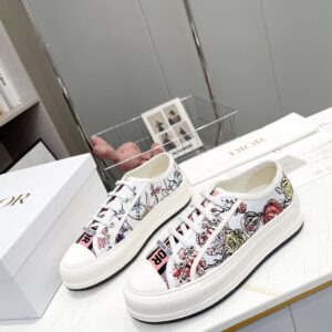 DIOR WALKNDIOR PLATFORM SNEAKER WHITE MULTICOLOR FLORILEGIO EMBROIDERED COTTON - I095