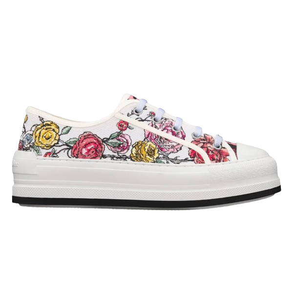 DIOR WALKNDIOR PLATFORM SNEAKER WHITE MULTICOLOR FLORILEGIO EMBROIDERED COTTON - I095