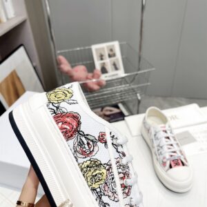 DIOR WALKNDIOR PLATFORM SNEAKER WHITE MULTICOLOR FLORILEGIO EMBROIDERED COTTON - I095