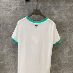 DIORIVIERA T-SHIRT ECRU AND AQUAMARINA COTTON JERSEY - O045