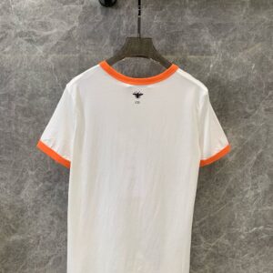 DIORIVIERA T-SHIRT ECRU AND CORAL COTTON JERSEY - O042