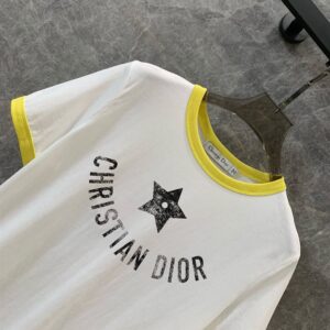 DIORIVIERA T-SHIRT ECRU AND NAVY LEMON YELLOW COTTON JERSEY - O044