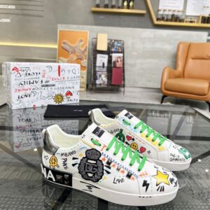 DOLCE & GABBANA PORTOFINO STUDDED LEATHER SNEAKERS - HY003