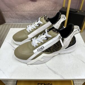 FENDI FLOW SNEAKERS BEIGE LEATHER LOW-TOPS - F017