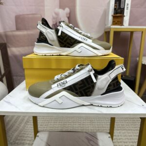 FENDI FLOW SNEAKERS BEIGE LEATHER LOW-TOPS - F017