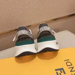 FENDI FLOW SNEAKERS BLACK FF JACQUARD AND LEATHER RUNNING SNEAKERS - F015