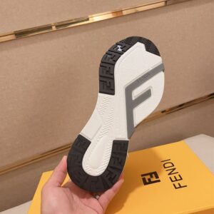 FENDI FLOW SNEAKERS BLACK FF JACQUARD AND LEATHER RUNNING SNEAKERS - F015