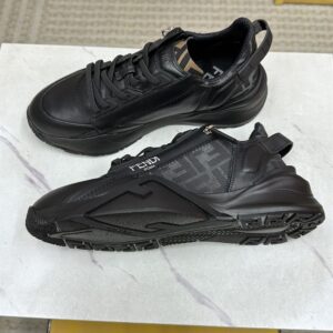 FENDI FLOW SNEAKERS BLACK LEATHER LOW-TOPS - F020