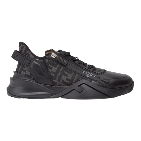 FENDI FLOW SNEAKERS BLACK LEATHER LOW-TOPS - F020