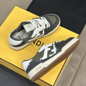 FENDI MATCH GREEN DENIM LOW-TOPS SNEAKER - F001