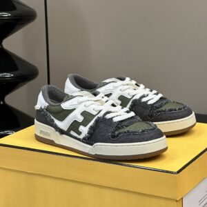 FENDI MATCH GREEN DENIM LOW-TOPS SNEAKER - F001