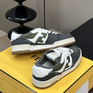 FENDI MATCH GREEN DENIM LOW-TOPS SNEAKER - F001