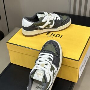 FENDI MATCH GREEN DENIM LOW-TOPS SNEAKER - F001