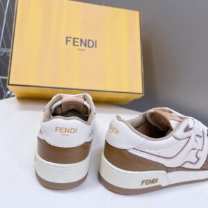 FENDI MATCH SNEAKERS BROWN LEATHER LOW-TOPS - F005