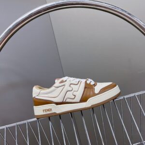 FENDI MATCH SNEAKERS BROWN LEATHER LOW-TOPS - F005