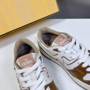 FENDI MATCH SNEAKERS BROWN LEATHER LOW-TOPS - F005