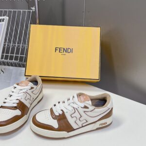 FENDI MATCH SNEAKERS BROWN LEATHER LOW-TOPS - F005